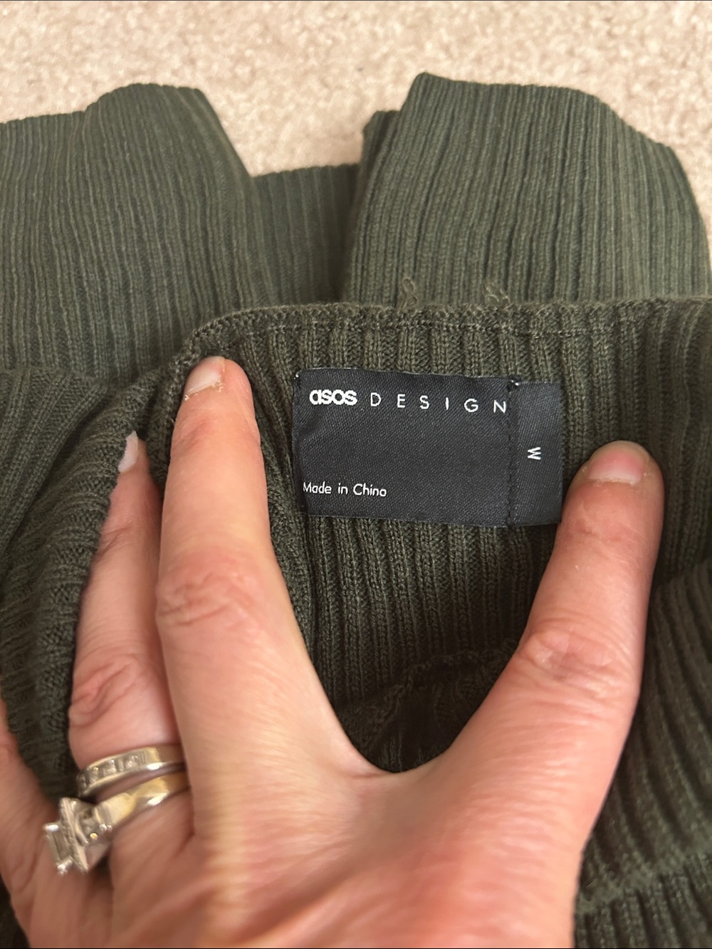 ASOS Olive Green Ribbed Turtleneck Sweater - Picture 2 of 3